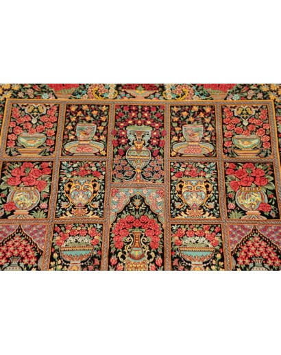 Tappeto Ghom seta Persia marrone blu 78x120