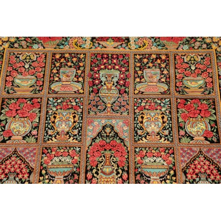 Tappeto Ghom seta Persia marrone blu 78x120