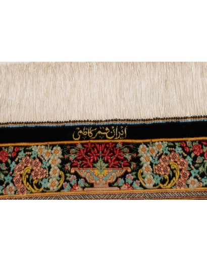 Tappeto Ghom seta Persia marrone blu 78x120