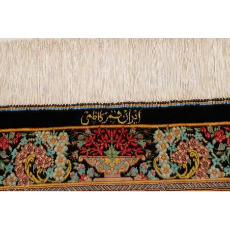 Tappeto Ghom seta Persia marrone blu 78x120