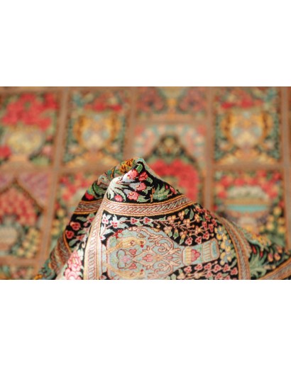 Tappeto Ghom seta Persia marrone blu 78x120
