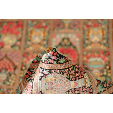 Tappeto Ghom seta Persia marrone blu 78x120