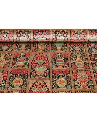 Tappeto Ghom seta Persia marrone blu 78x120