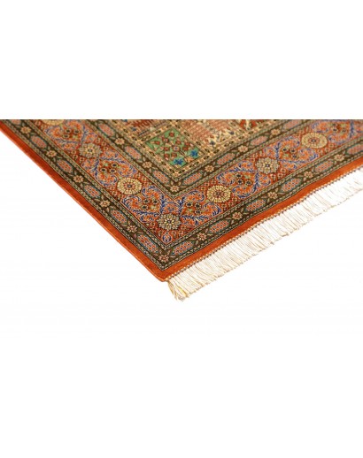 Tappeto Ghom seta Persia marrone 77x122