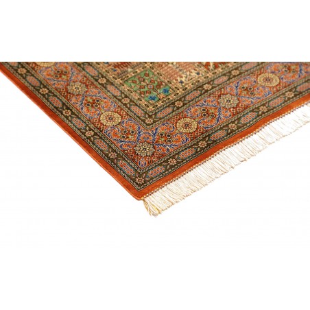 Tappeto Ghom seta Persia marrone 77x122