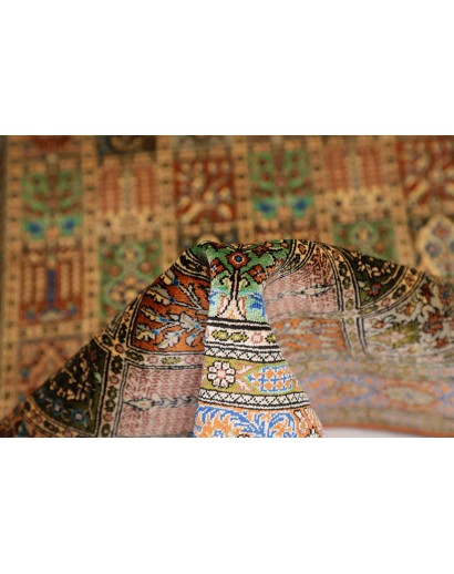 Tappeto Ghom seta Persia marrone 77x122