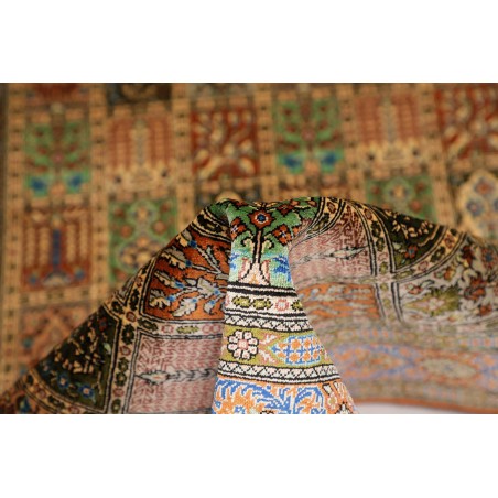 Tappeto Ghom seta Persia marrone 77x122