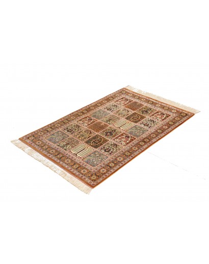 Tappeto Ghom seta Persia giallo marrone 79x120