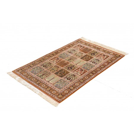 Tappeto Ghom seta Persia giallo marrone 79x120