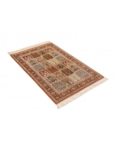 Tappeto Ghom seta Persia giallo marrone 79x120