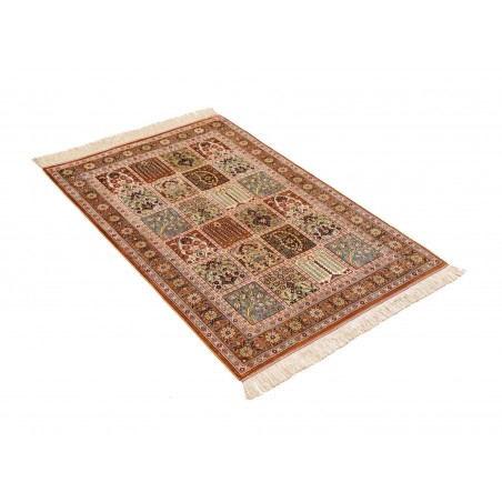 Tappeto Ghom seta Persia giallo marrone 79x120