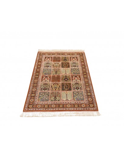Tappeto Ghom seta Persia giallo marrone 79x120