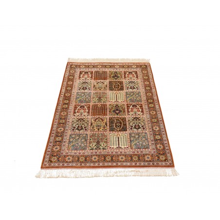 Tappeto Ghom seta Persia giallo marrone 79x120