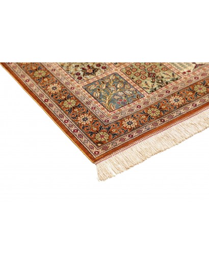 Tappeto Ghom seta Persia giallo marrone 79x120