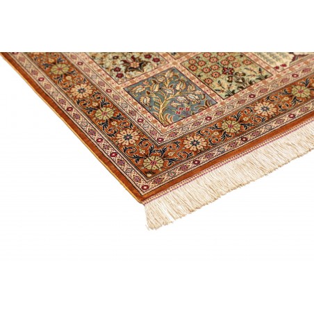 Tappeto Ghom seta Persia giallo marrone 79x120