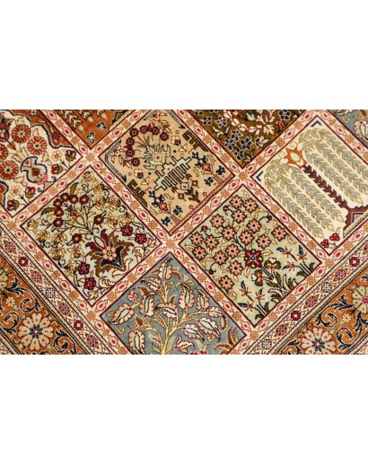 Tappeto Ghom seta Persia giallo marrone 79x120