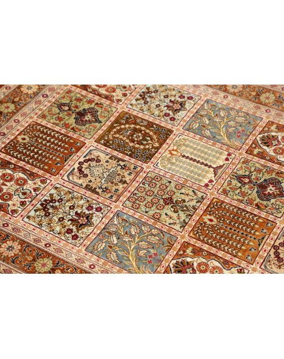 Tappeto Ghom seta Persia giallo marrone 79x120
