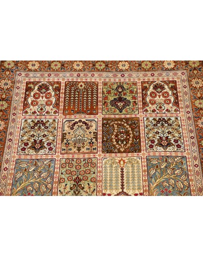 Tappeto Ghom seta Persia giallo marrone 79x120