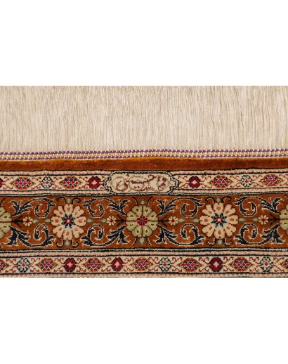 Tappeto Ghom seta Persia giallo marrone 79x120