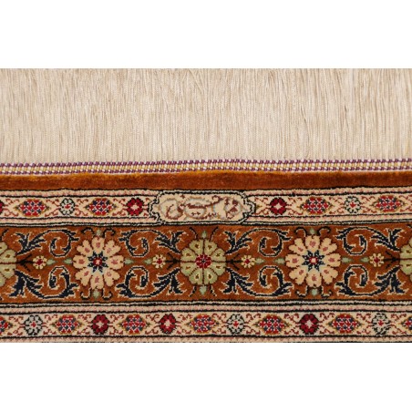 Tappeto Ghom seta Persia giallo marrone 79x120