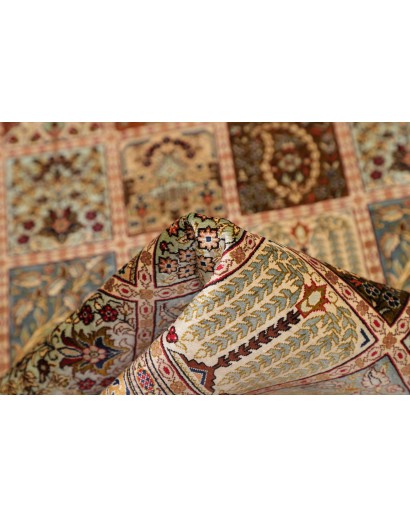 Tappeto Ghom seta Persia giallo marrone 79x120