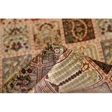 Tappeto Ghom seta Persia giallo marrone 79x120