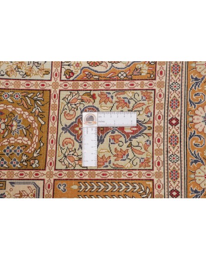Tappeto Ghom seta Persia giallo marrone 79x120