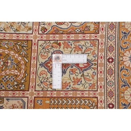 Tappeto Ghom seta Persia giallo marrone 79x120