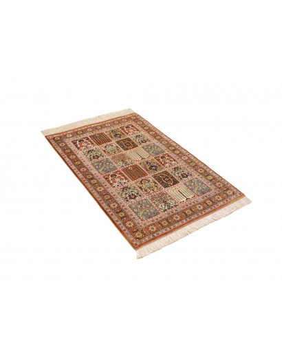 Tappeto Ghom seta Persia giallo marrone 80x120