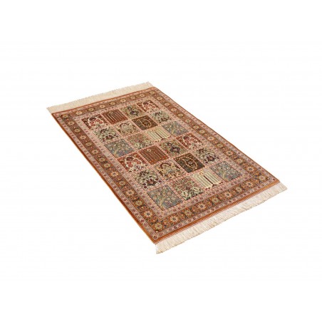 Tappeto Ghom seta Persia giallo marrone 80x120