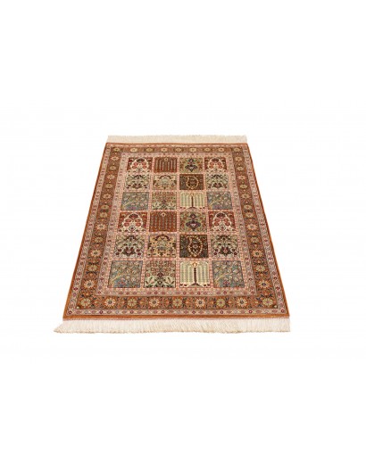 Tappeto Ghom seta Persia giallo marrone 80x120