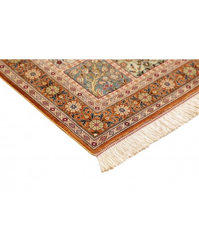 Tappeto Ghom seta Persia giallo marrone 80x120