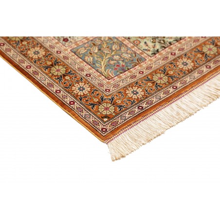 Tappeto Ghom seta Persia giallo marrone 80x120