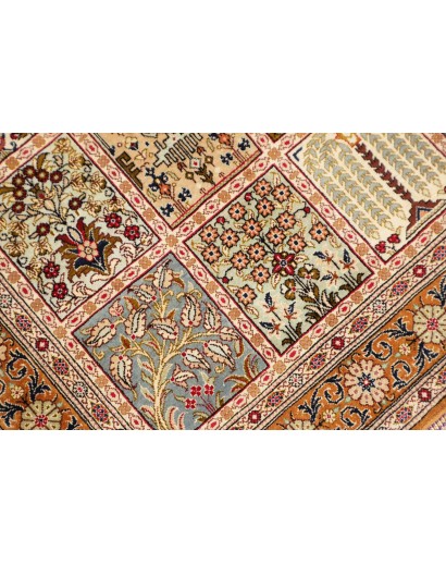 Tappeto Ghom seta Persia giallo marrone 80x120