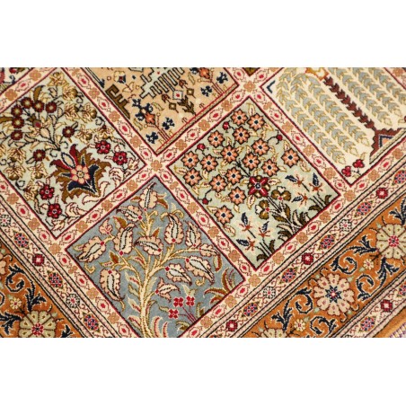 Tappeto Ghom seta Persia giallo marrone 80x120