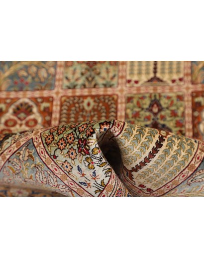 Tappeto Ghom seta Persia giallo marrone 80x120