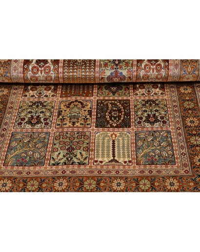 Tappeto Ghom seta Persia giallo marrone 80x120