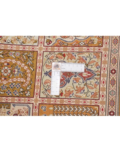 Tappeto Ghom seta Persia giallo marrone 80x120