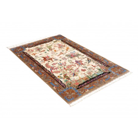 Tappeto Ghom seta Persia beige bianco 100x150