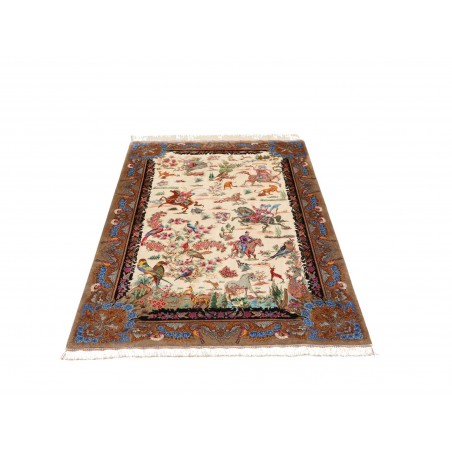 Tappeto Ghom seta Persia beige bianco 100x150