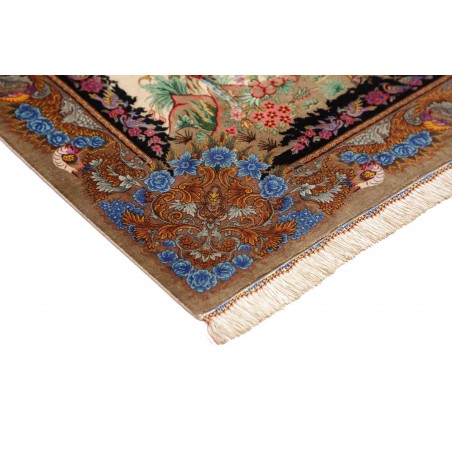 Tappeto Ghom seta Persia beige bianco 100x150