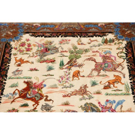 Tappeto Ghom seta Persia beige bianco 100x150