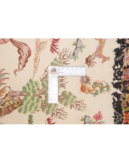 Tappeto Ghom seta Persia beige bianco 100x150