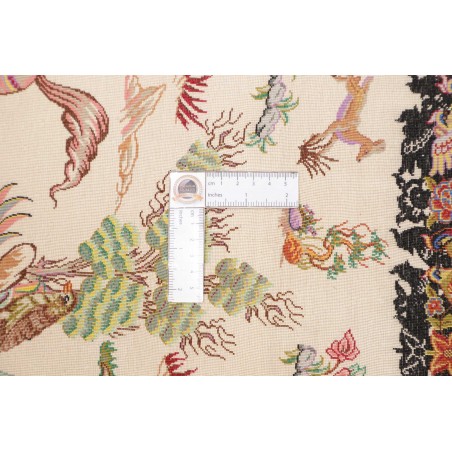 Tappeto Ghom seta Persia beige bianco 100x150