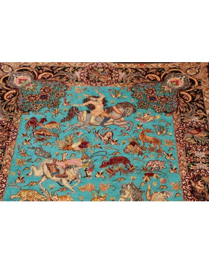 Tappeto Ghom seta Persia marrone 100x145