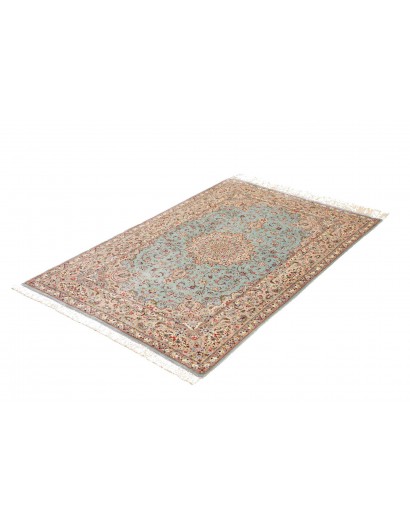 Tappeto Ghom seta Persia beige grigio 100x150