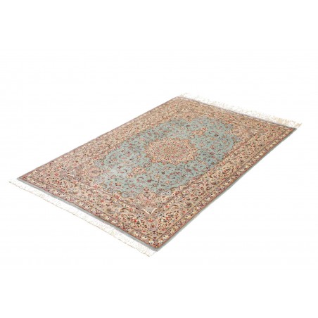 Tappeto Ghom seta Persia beige grigio 100x150