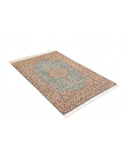 Tappeto Ghom seta Persia beige grigio 100x150