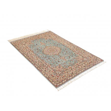 Tappeto Ghom seta Persia beige grigio 100x150