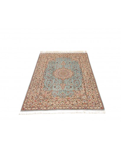 Tappeto Ghom seta Persia beige grigio 100x150